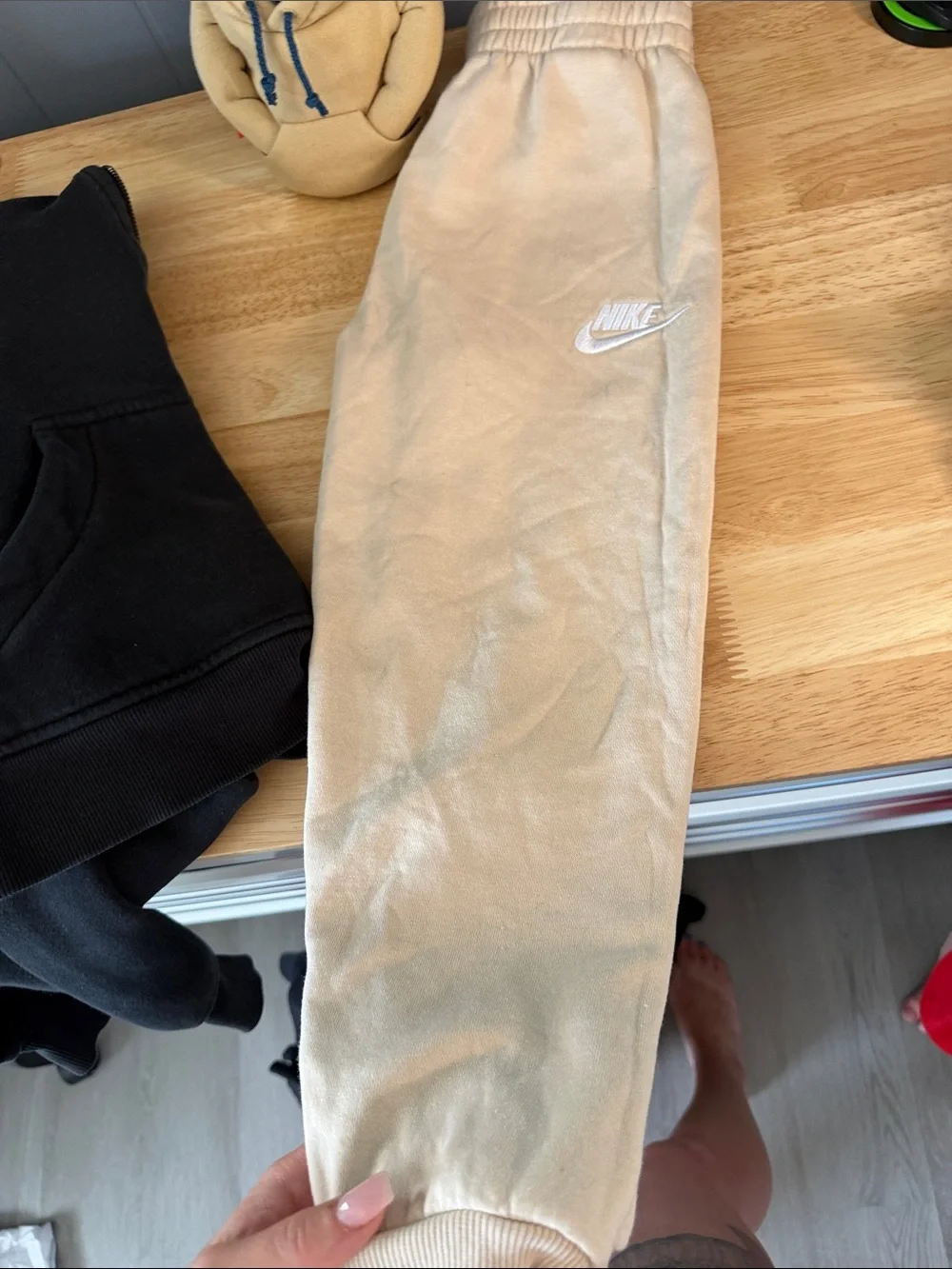 Nike Kids Cream Pullover Hoodie with Navy Lining